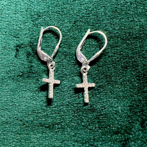 Sterling Silver Cross Dangle Earrings